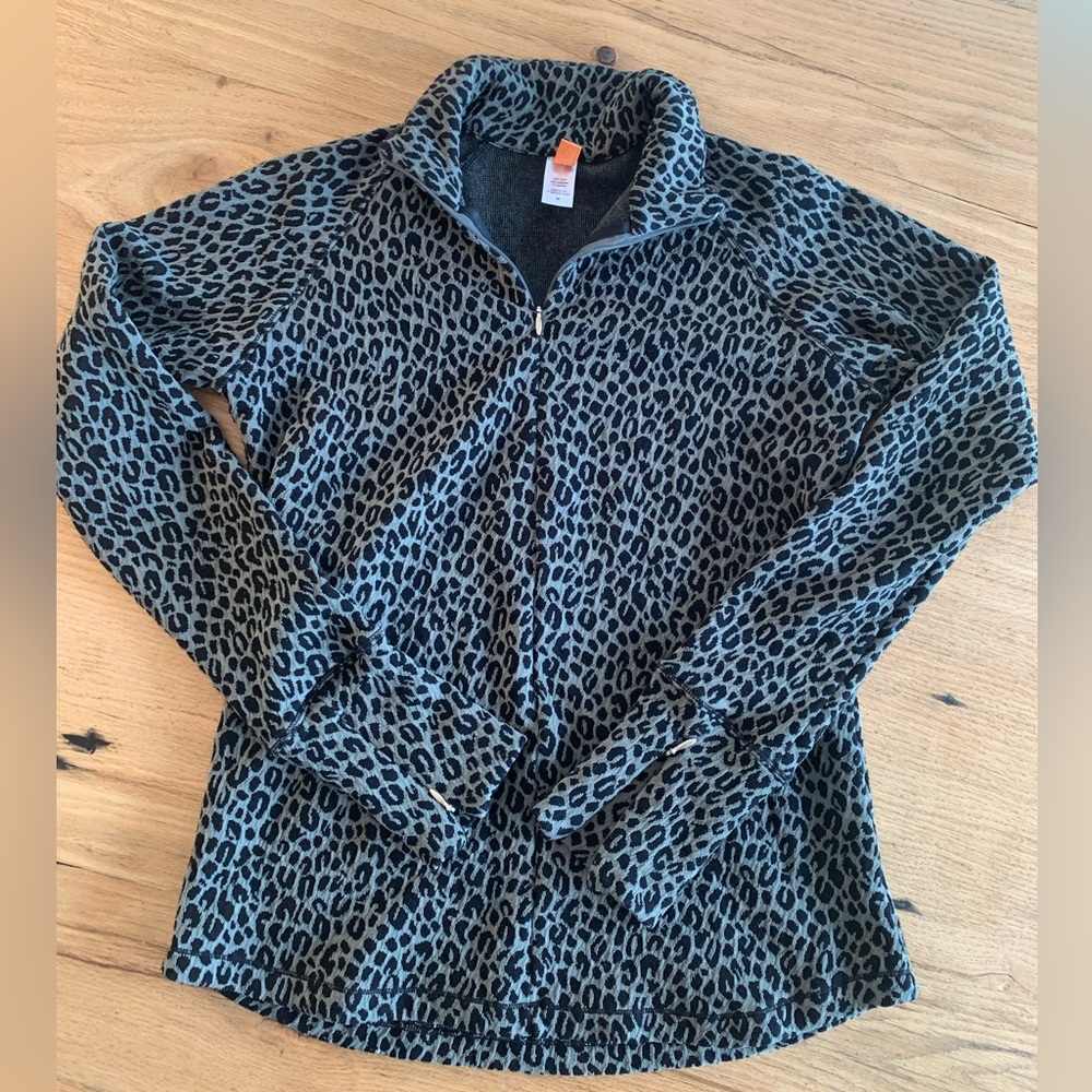 Lucy Women’s Leopard Cheetah Print 1/4 Zip Medium Long Sleeve Jacket/Top pre